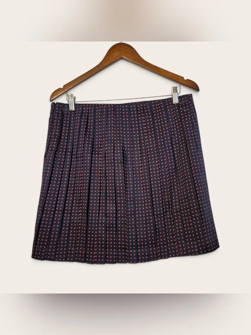 Tory Burch NWT Klarissa Pleated Navy / Daisy Dots Mini Skirt 10